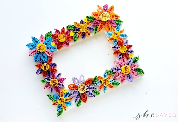 Easy Paper Quilling Craft: Quilled Flower Frame - SheSaved®